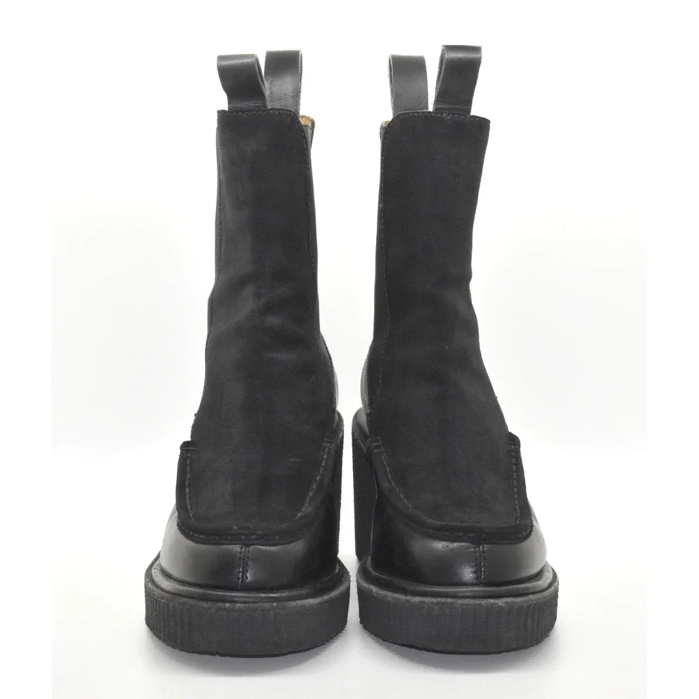 C0 Auth RAG & BONE Black Suede & Leather High Wedge Sloane Chelsea Boots Size 40